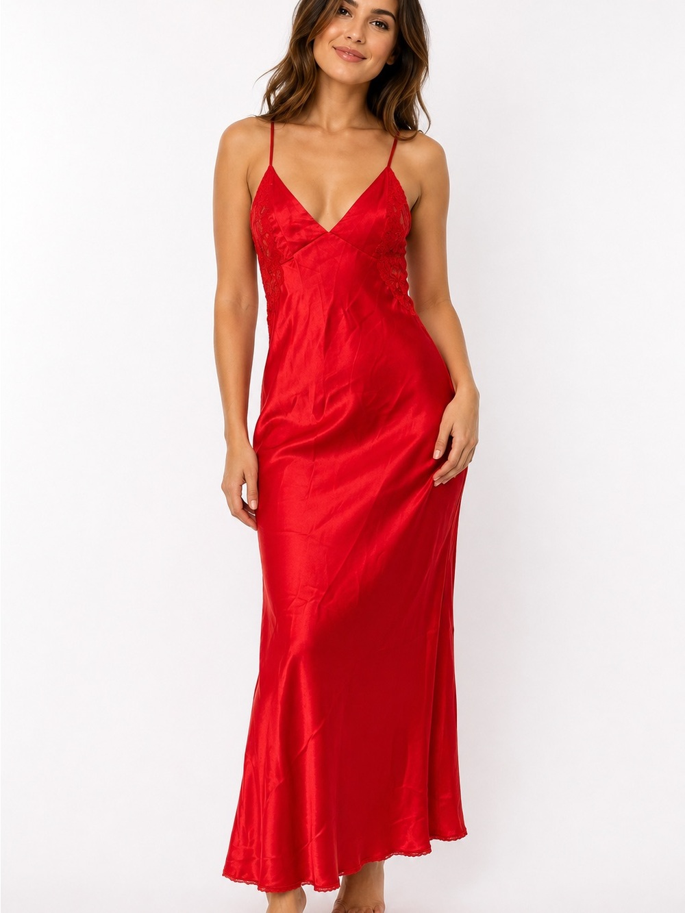 Victoria Secret Red Slip Dress Sequins L
